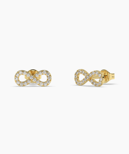 Infinity Sparkle 14K Gold Stud Earrings