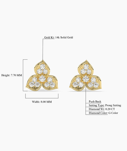 Pavé Trefoil Diamond Stud Earrings