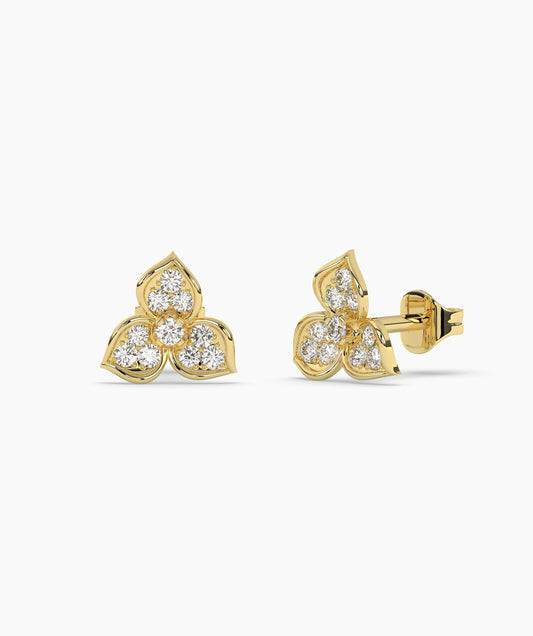 Pavé Trefoil Diamond Stud Earrings