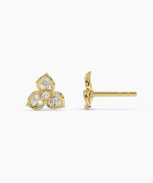 Pavé Trefoil Diamond Stud Earrings