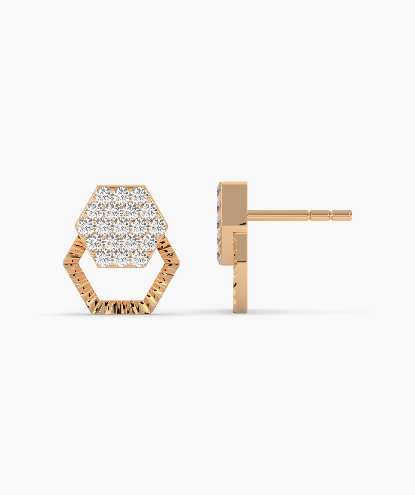 Diamond Cluster Hexagon Design Earrings