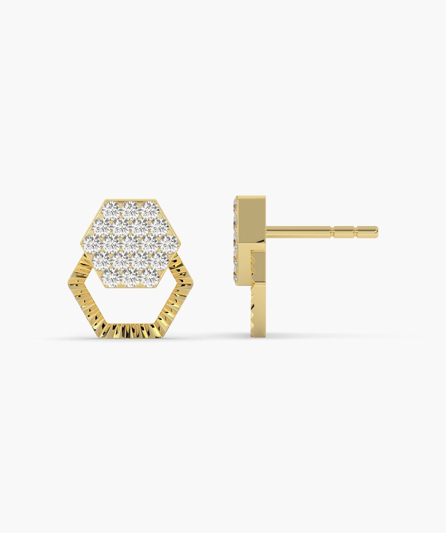 Diamond Cluster Hexagon Design Earrings