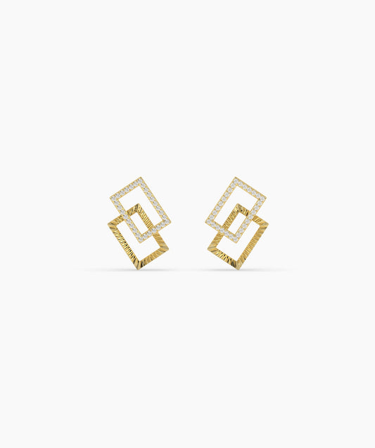 Layered Geometric Diamond Earrings