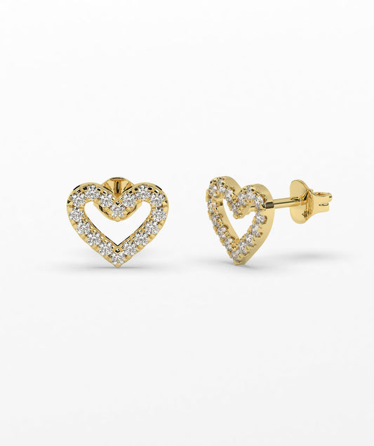 Diamond Heart Stud Earrings