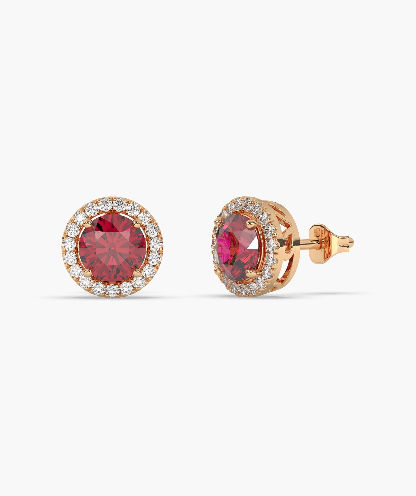 Elegant Ruby Circle Studs