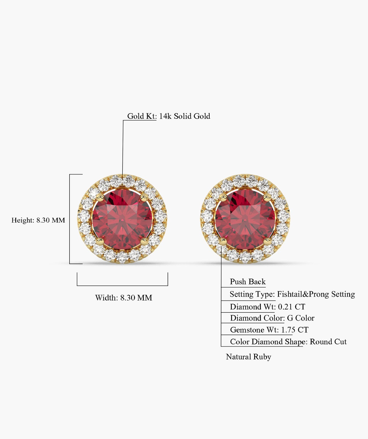 Elegant Ruby Circle Studs