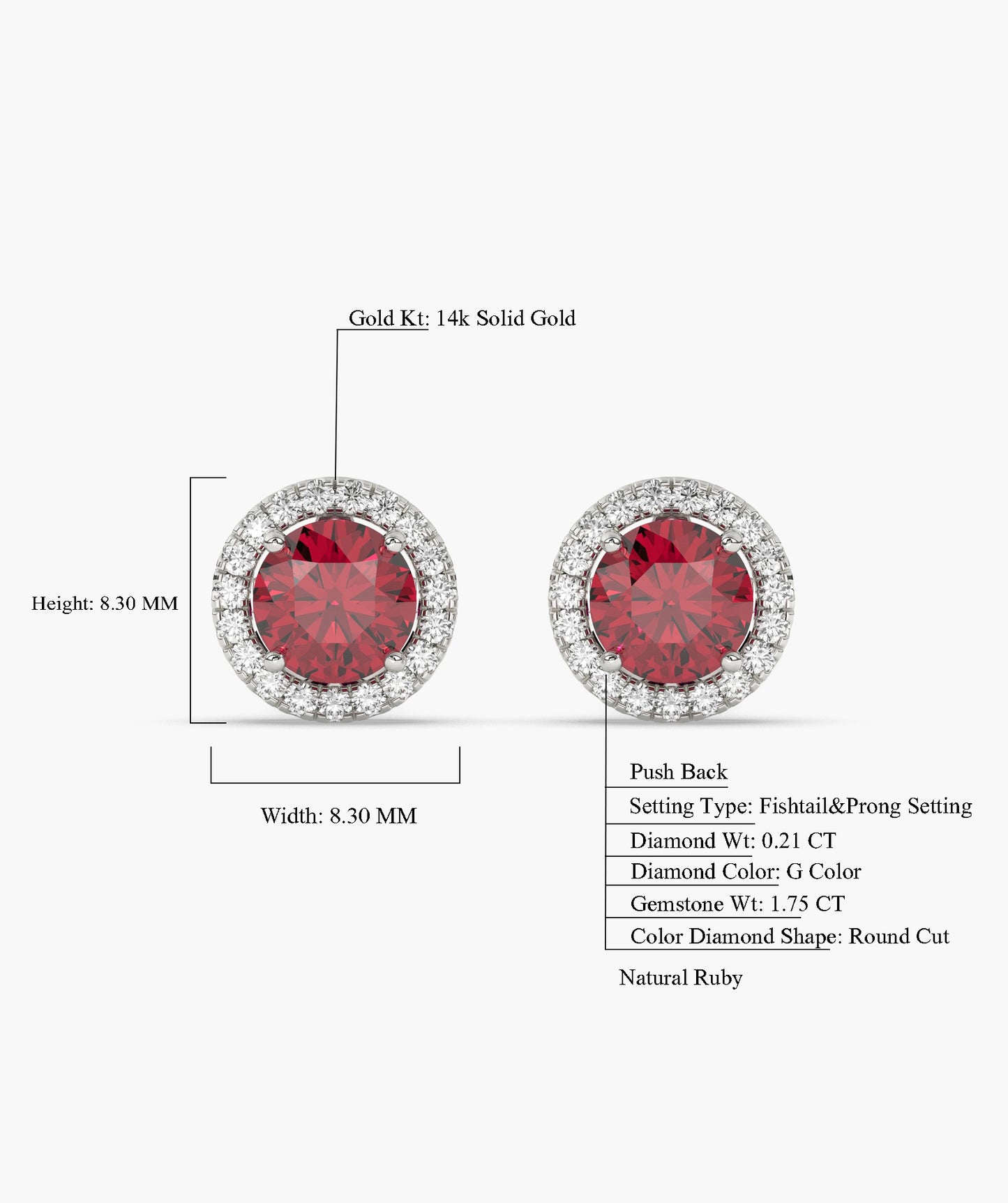 Elegant Ruby Circle Studs