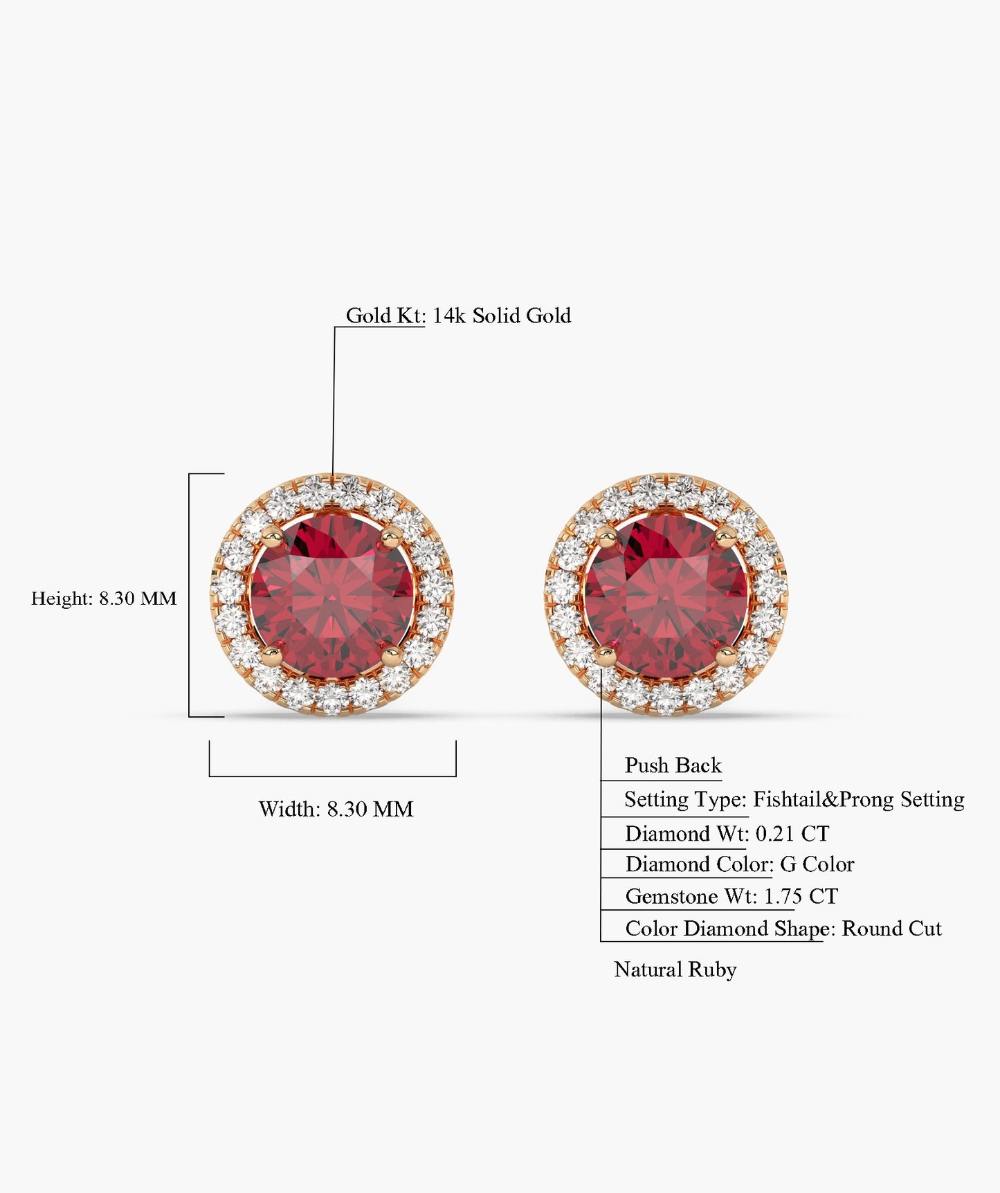 Elegant Ruby Circle Studs