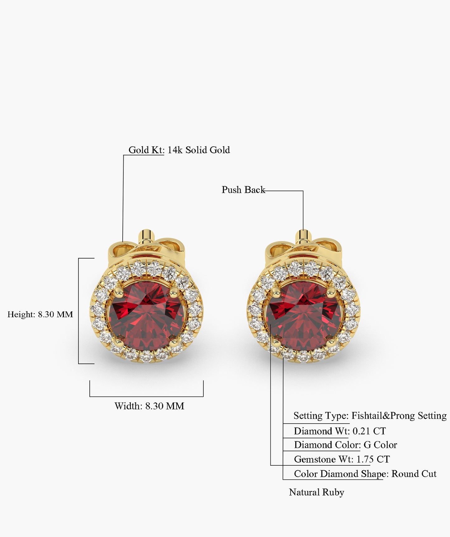 Elegant Ruby Circle Studs