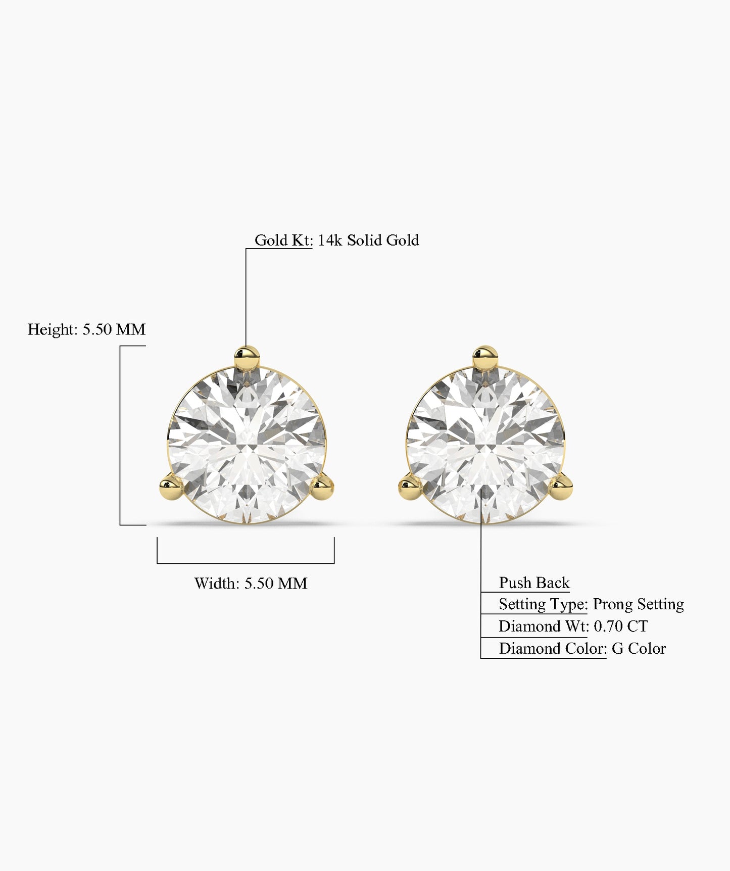 Solitaire Diamond Stud Earrings