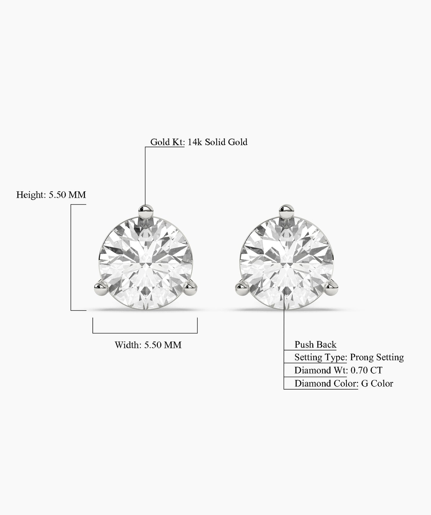Solitaire Diamond Stud Earrings