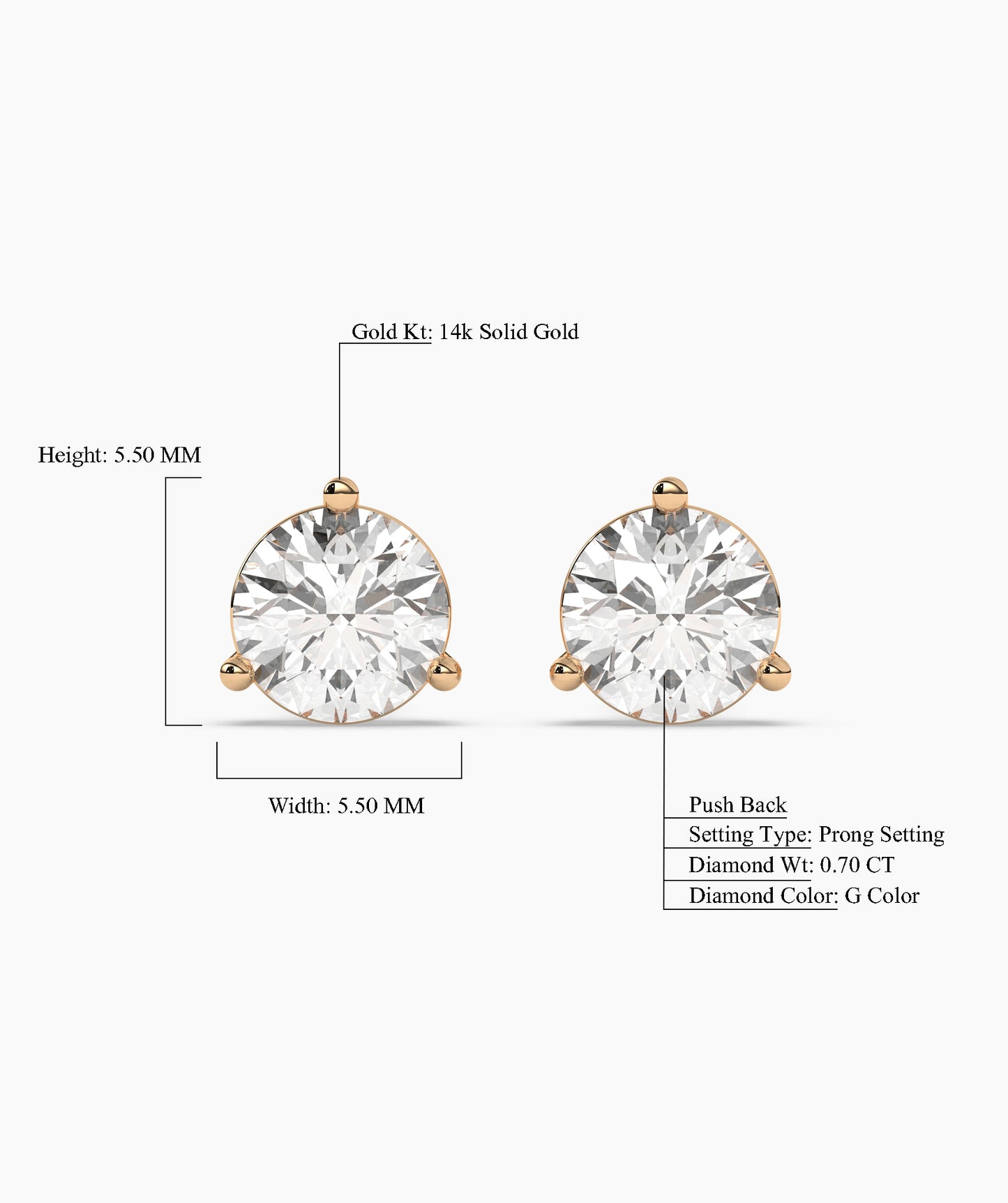 Solitaire Diamond Stud Earrings