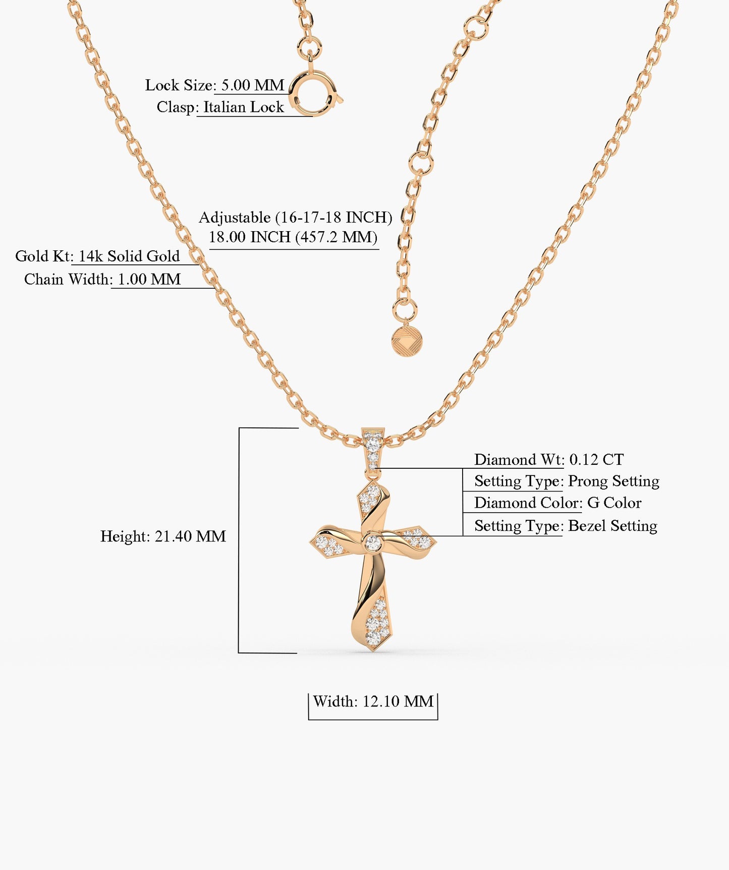 Twisting Light Diamond Cross Necklace