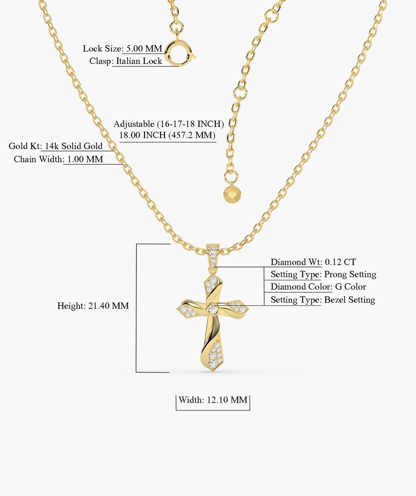 Twisting Light Diamond Cross Necklace