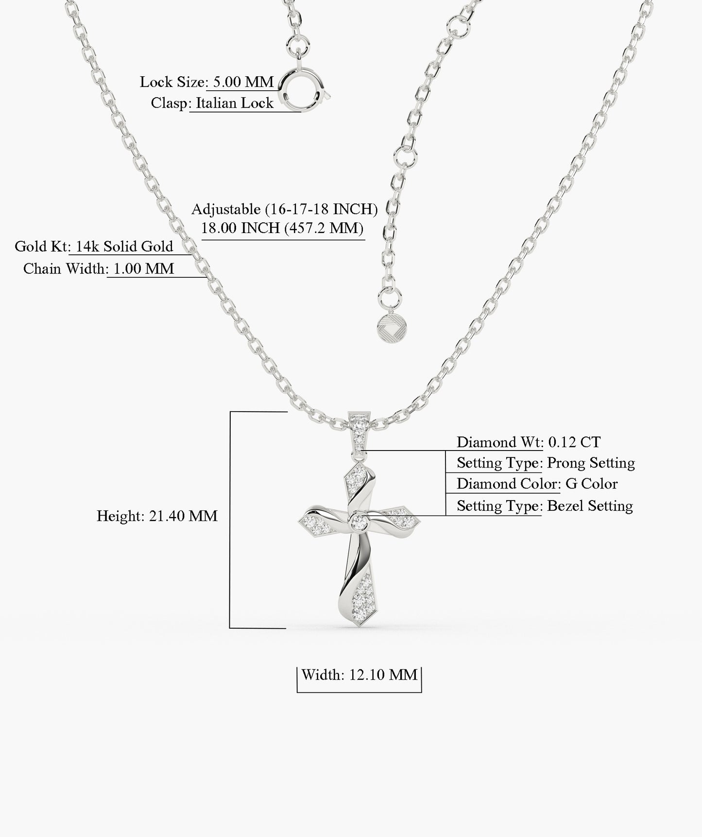 Twisting Light Diamond Cross Necklace