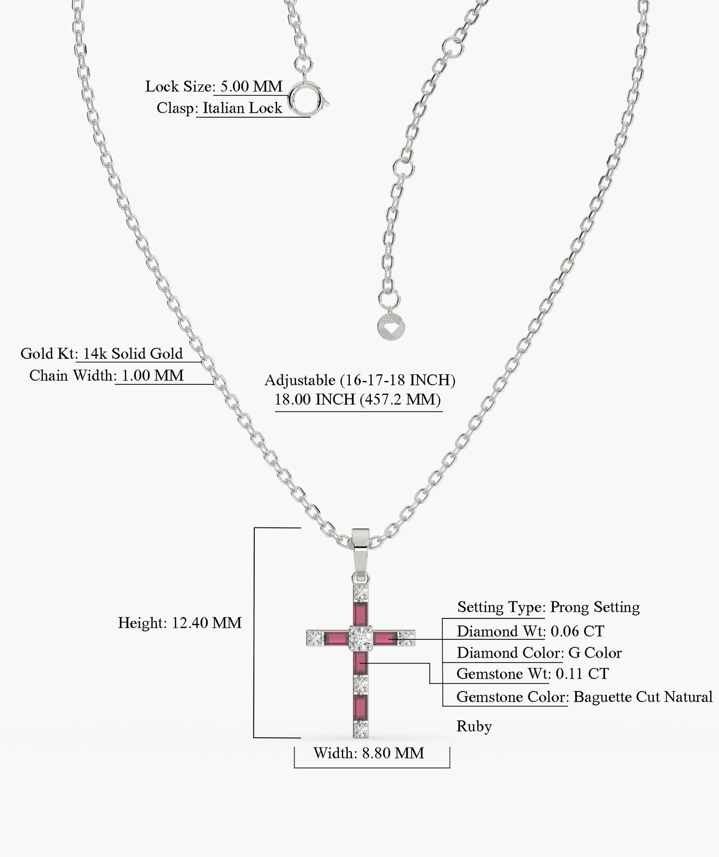 14K Gold Cross Diamond Necklace