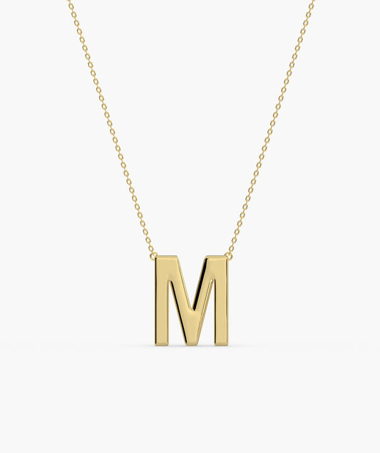 Bold 'M' Initial Gold Pendant