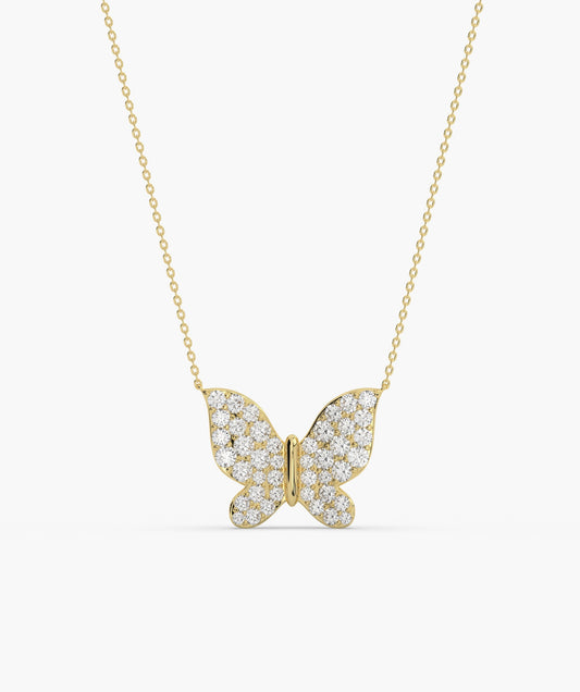 Diamond Butterfly Pendant Necklace