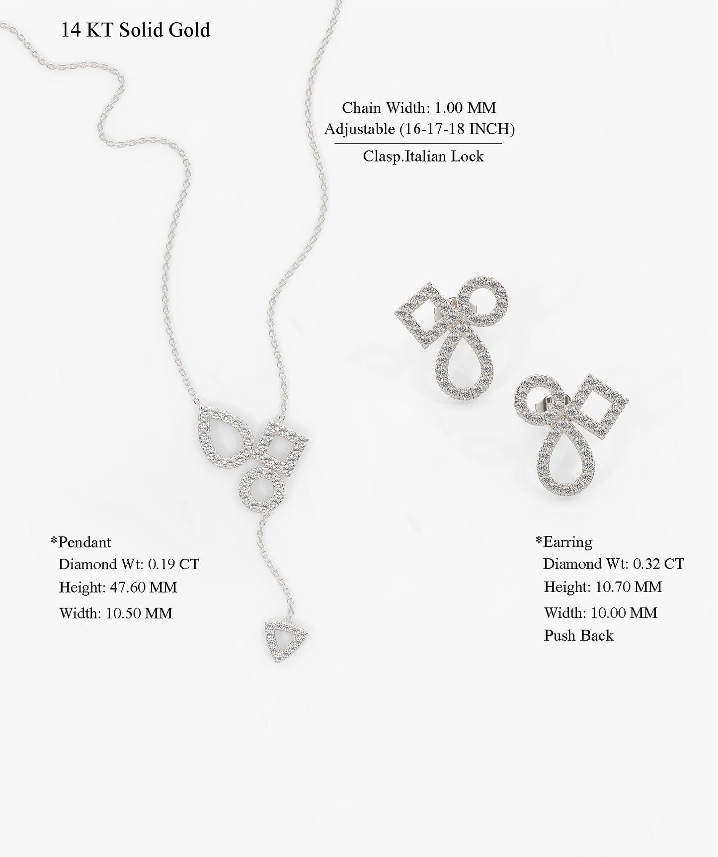 14K Gold Geometric Diamond Jewelry Set