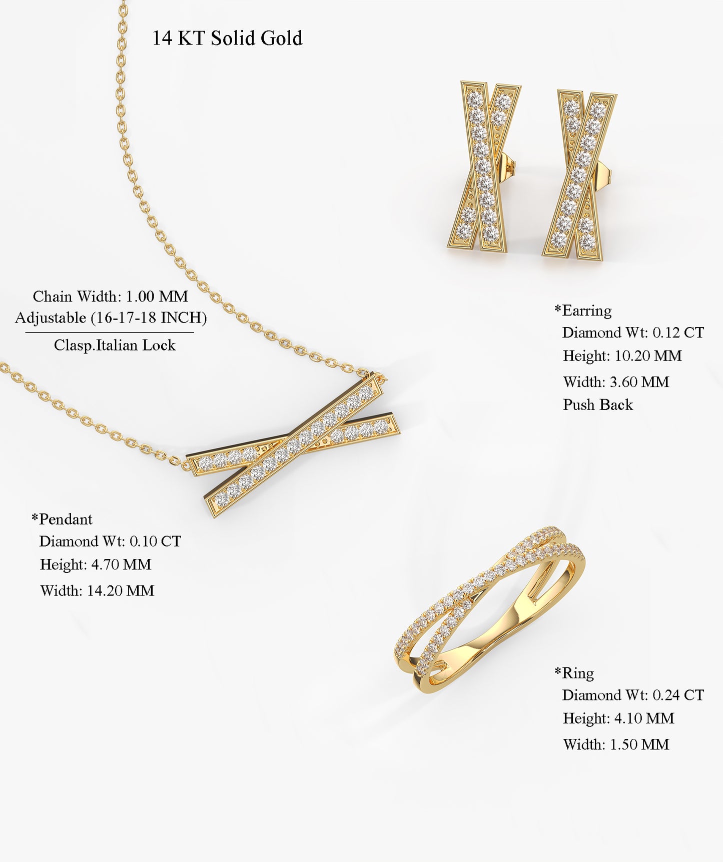 Modern Crisscross Jewelry Set