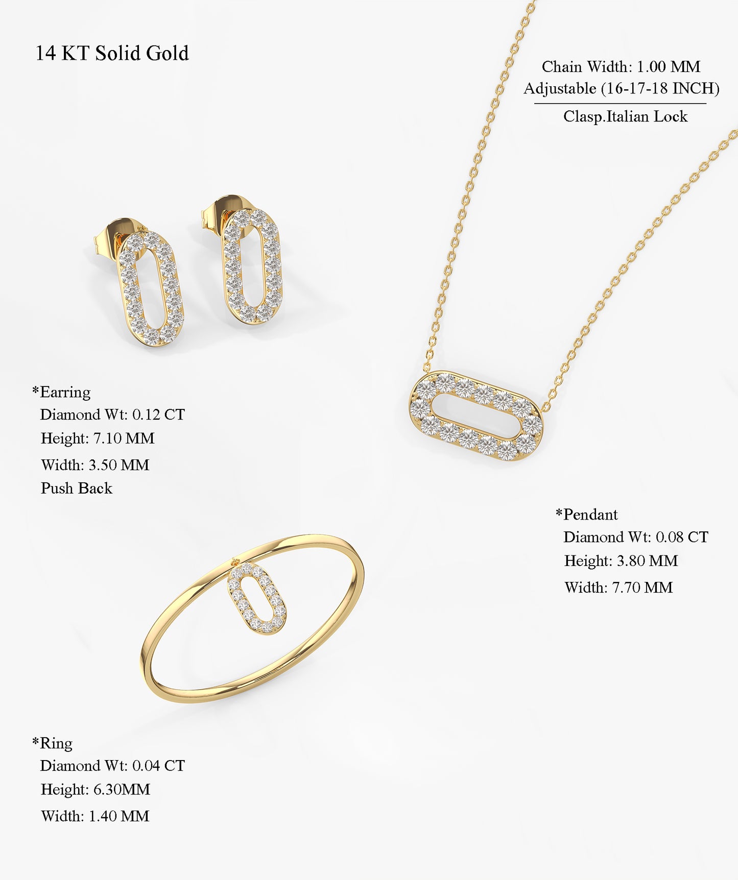 14K Gold Diamond Jewelry Set