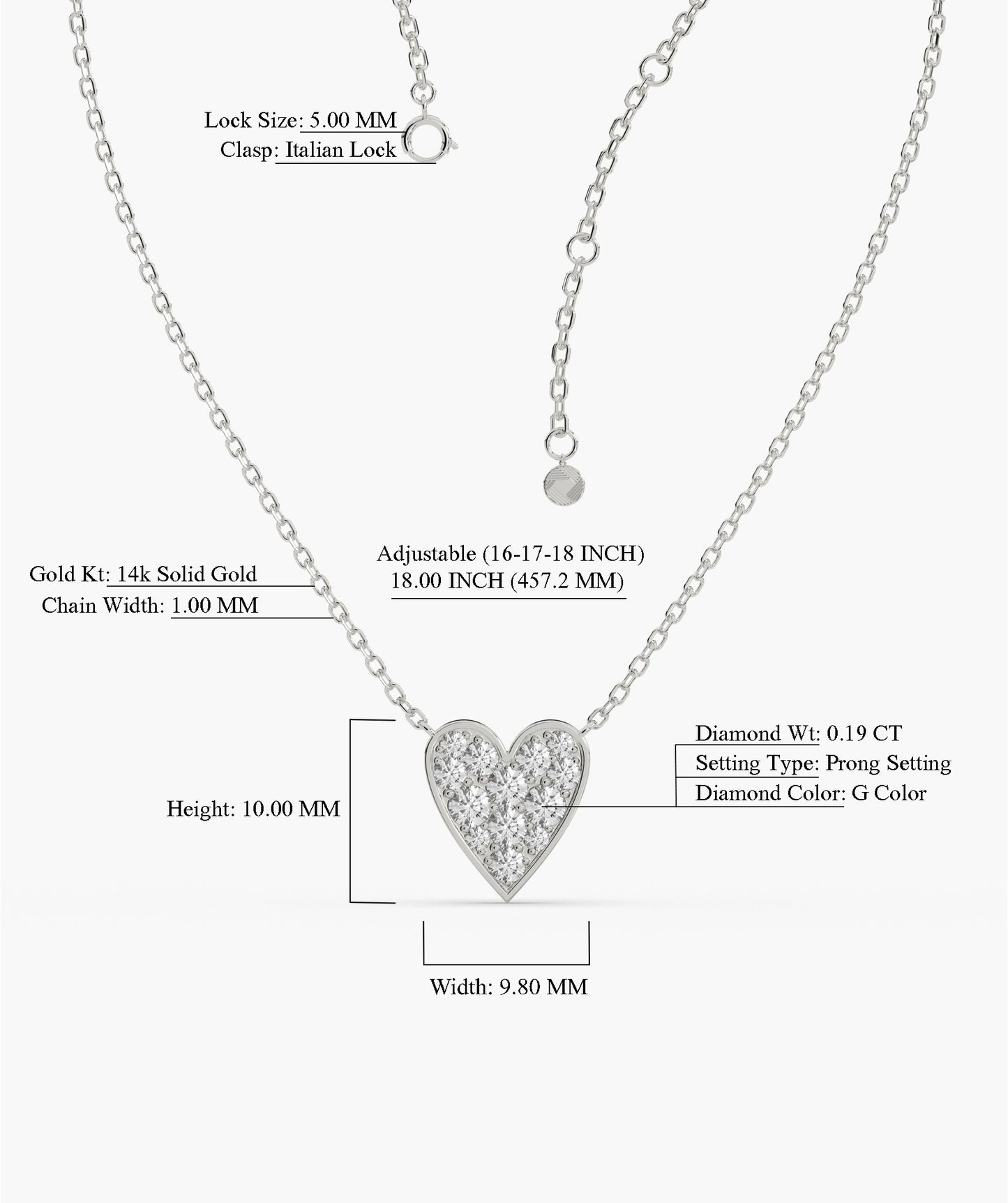 Gleaming Love Heart Necklace