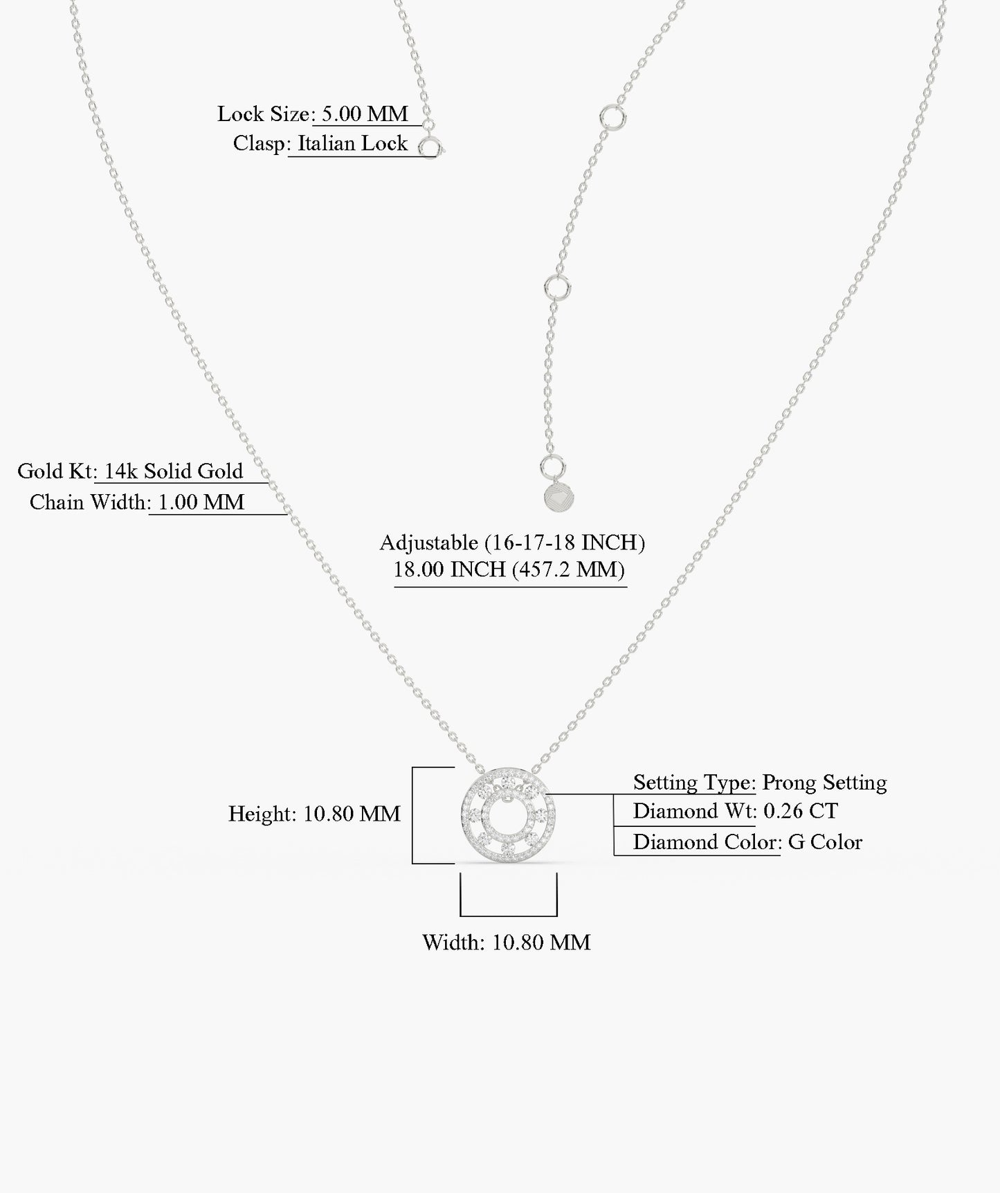 Diamond Halo Circle Pendant Necklace