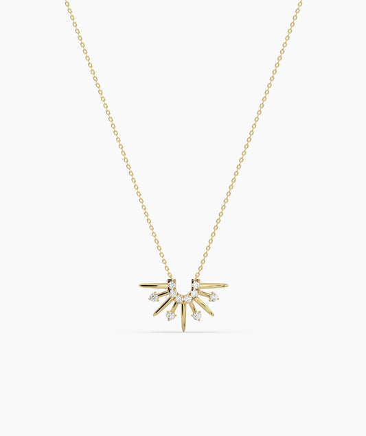 14K Gold Sunburst Diamond Necklace