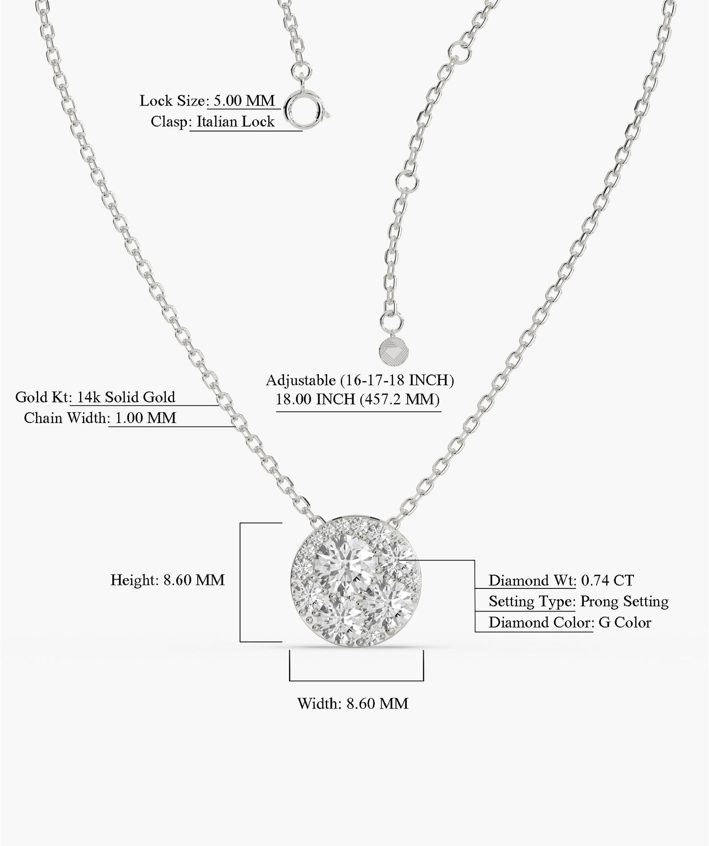 Luminous Diamond Halo Pendant