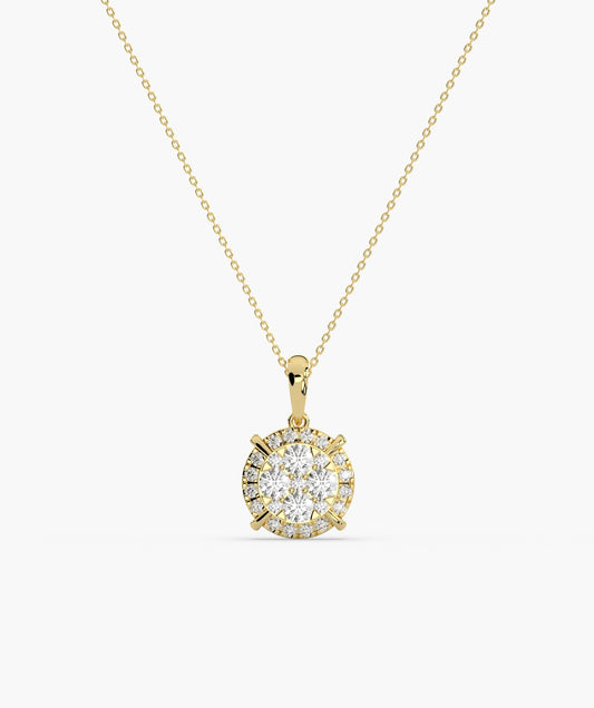 Gleaming Diamond Halo Necklace