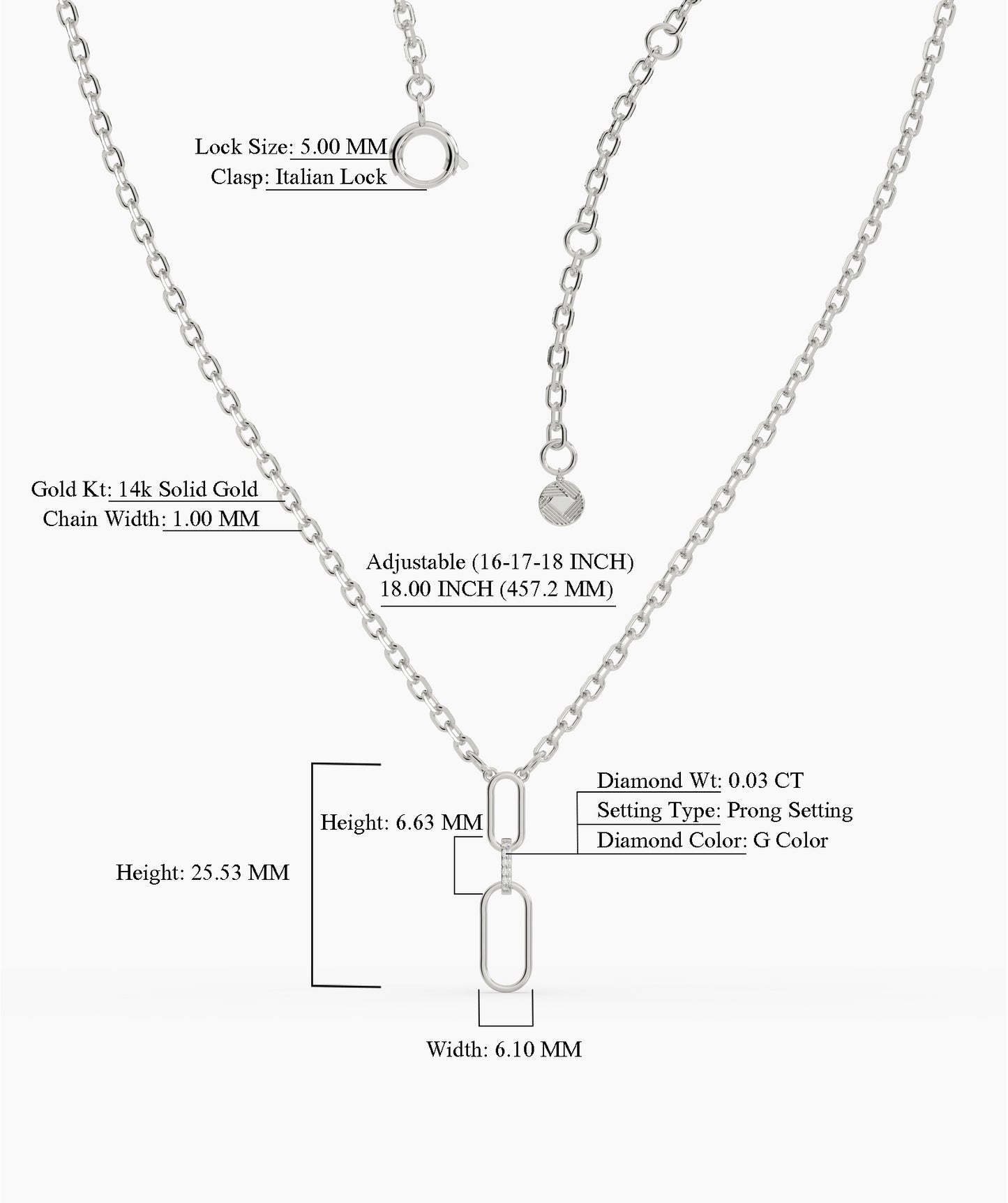 Modern Link Diamond Pendant