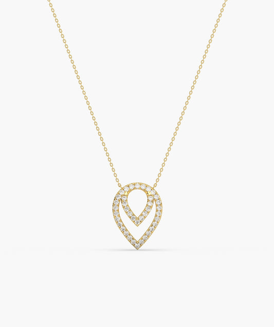 14K Gold Diamond Dewdrop Necklace