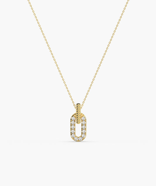 Minimalist Diamond Detail Tag Necklace