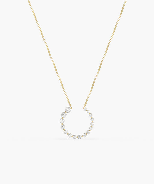 14K Gold Circle Diamond Necklace