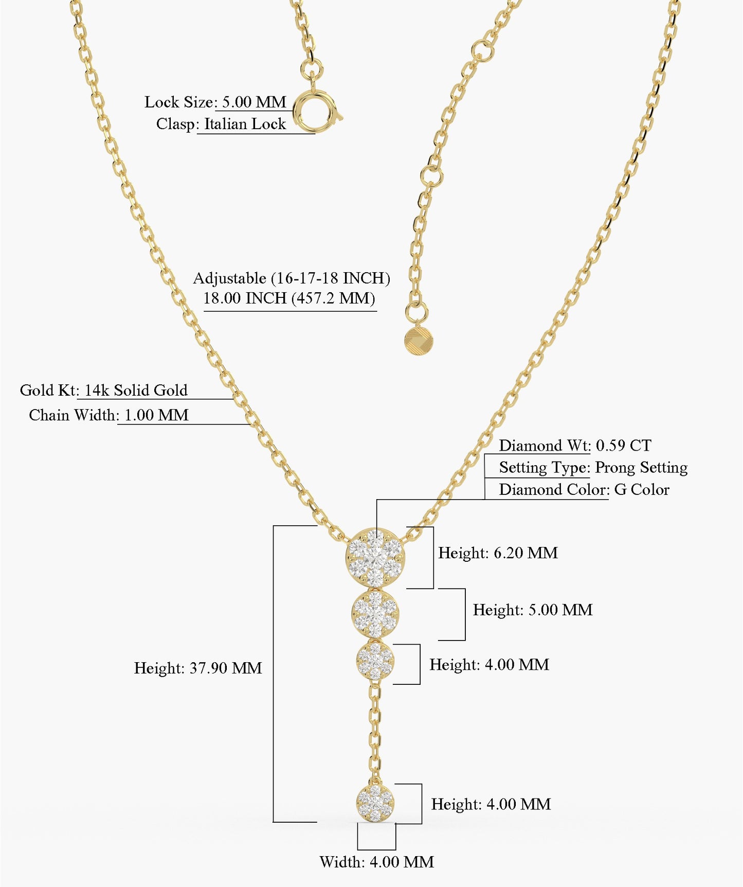 14K Gold Diamond Drop Necklace