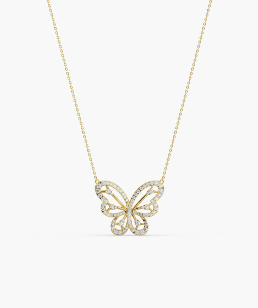 Butterfly 14K Gold Pendant Necklace