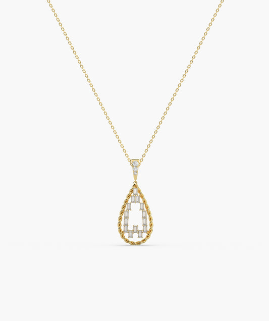 14K Lattice Teardrop Pendant