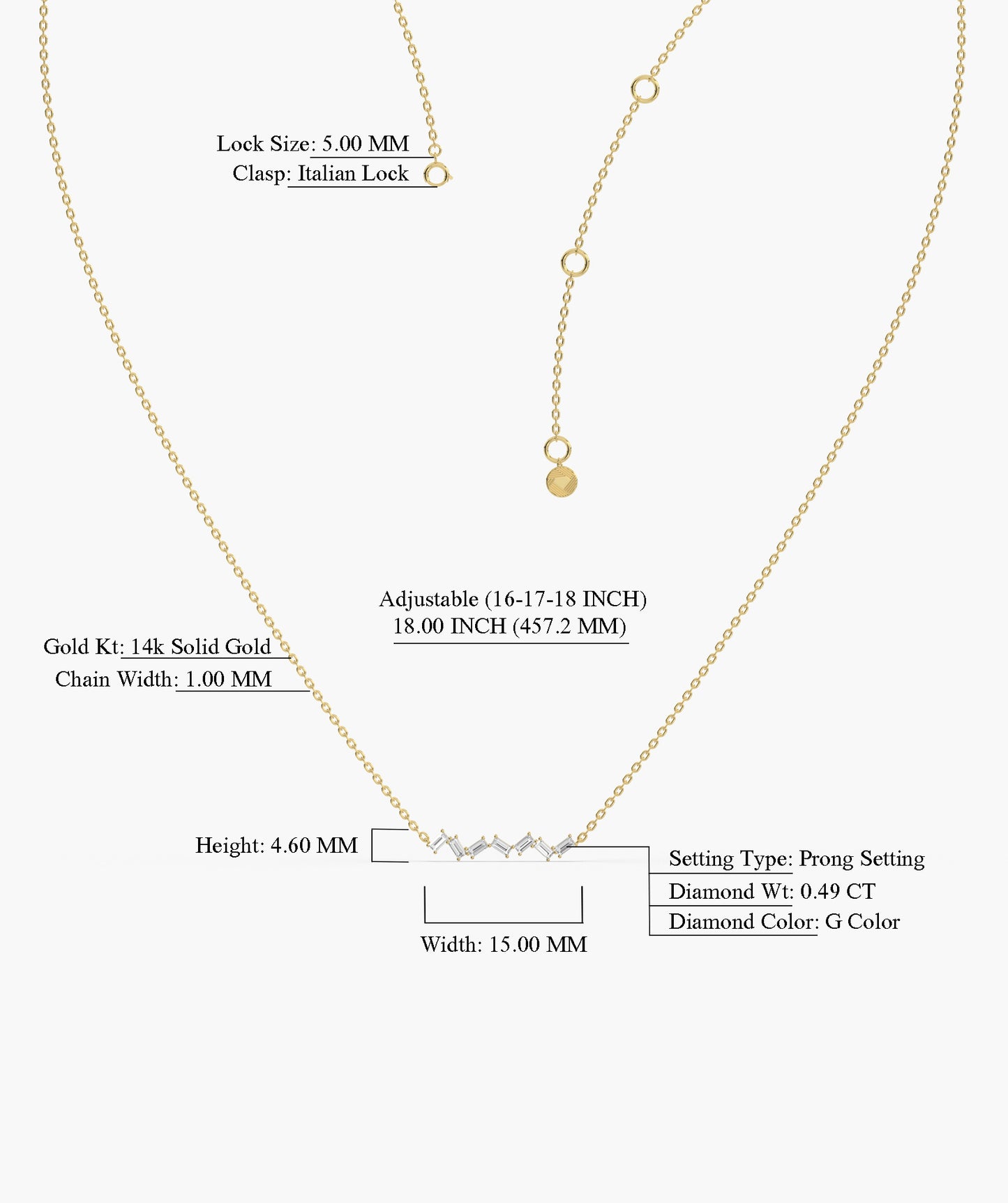 Zig Zag Shine Diamond Necklace