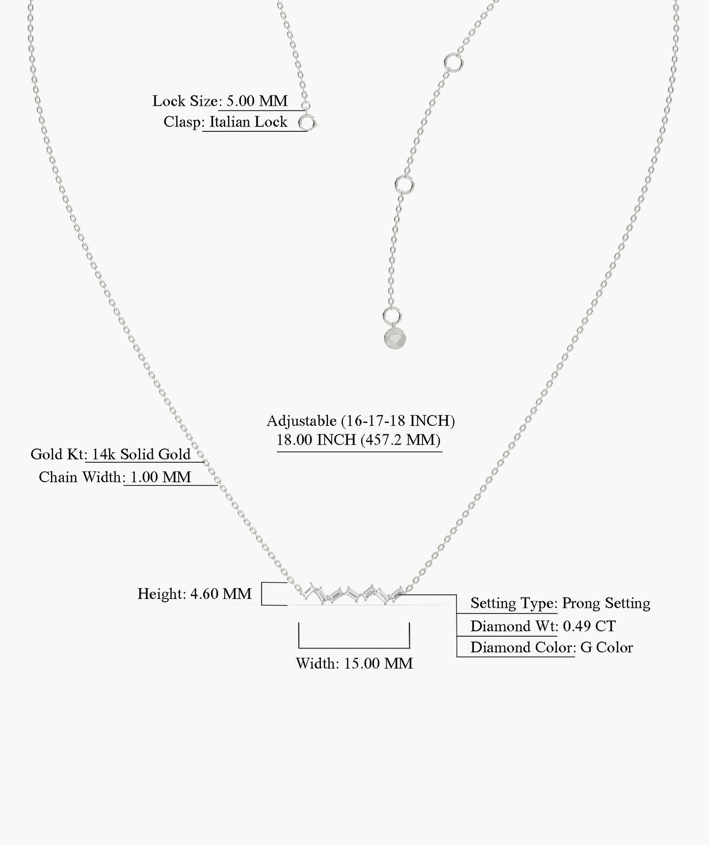 Zig Zag Shine Diamond Necklace