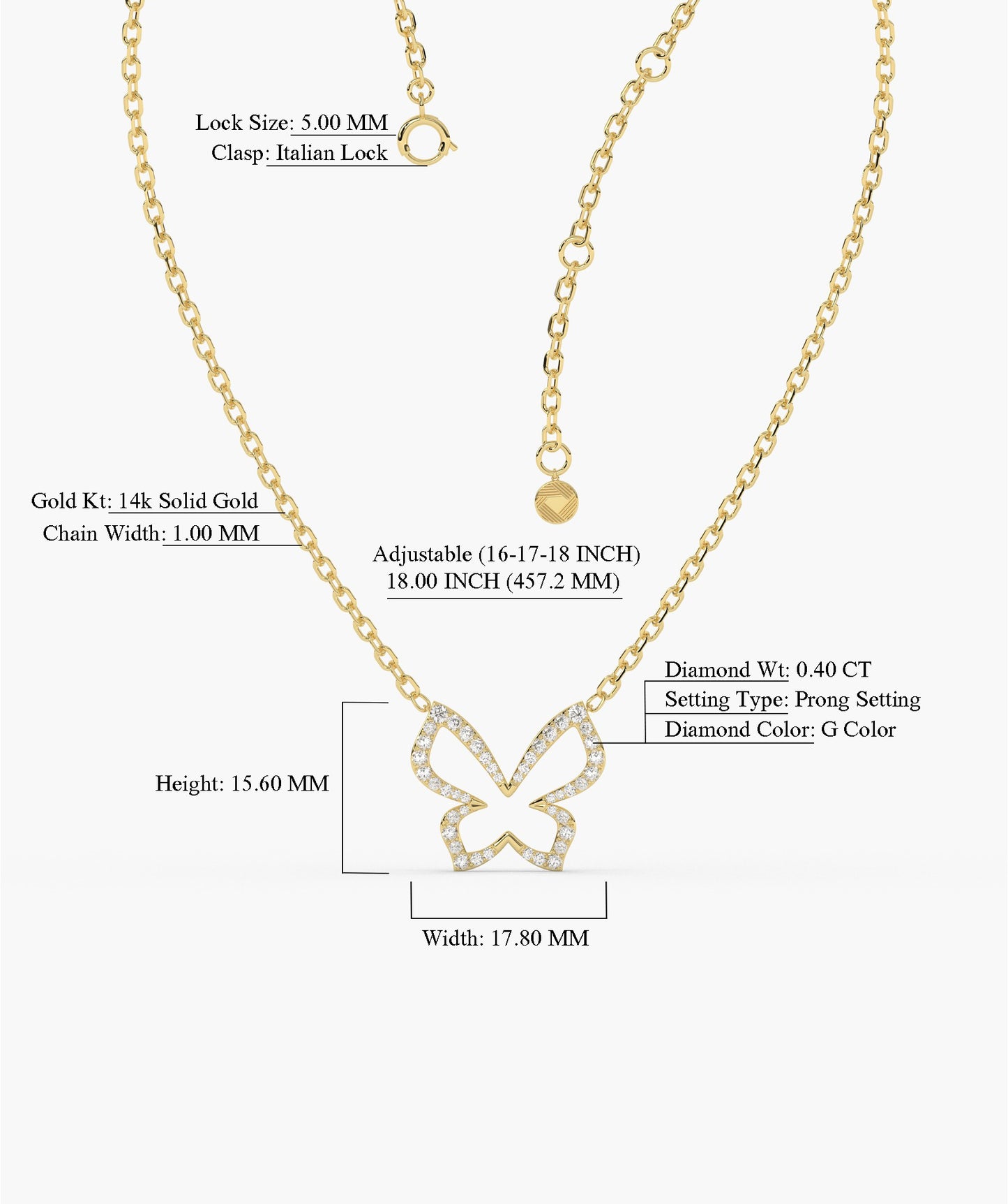 14K Gold Butterfly Brilliance Necklace