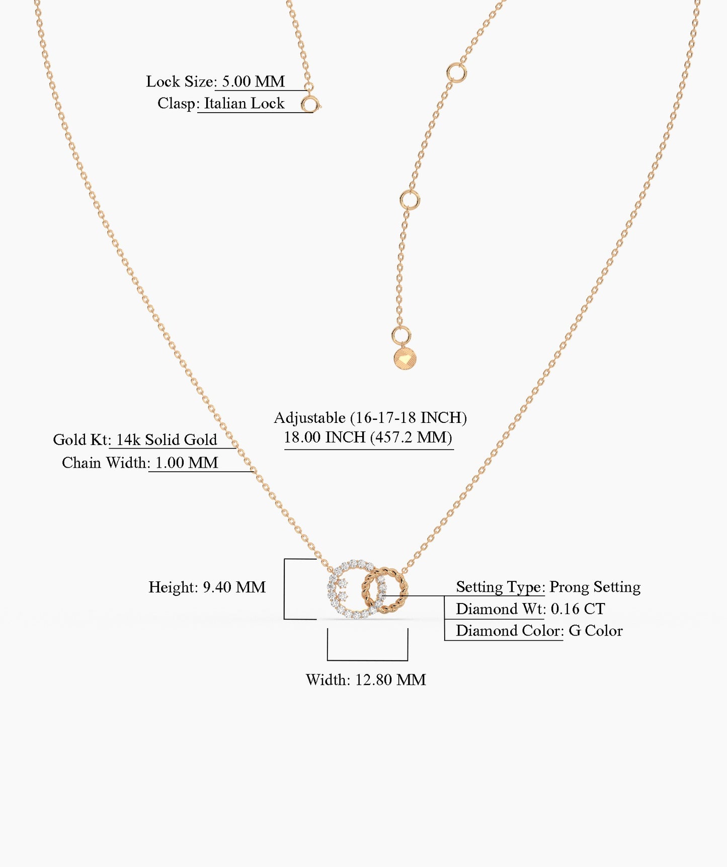 Dual Circle Pendant with Diamonds and Rope