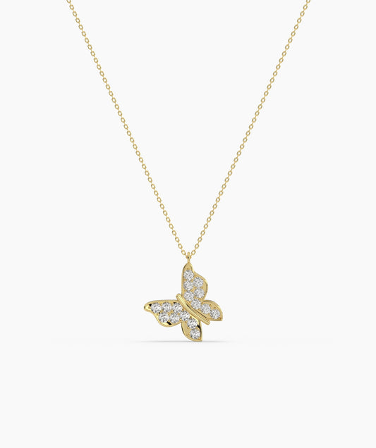 Sparkling Wings 14K Gold Butterfly Pendant