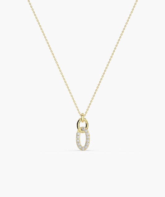 14k Gold Diamond Link Pendant