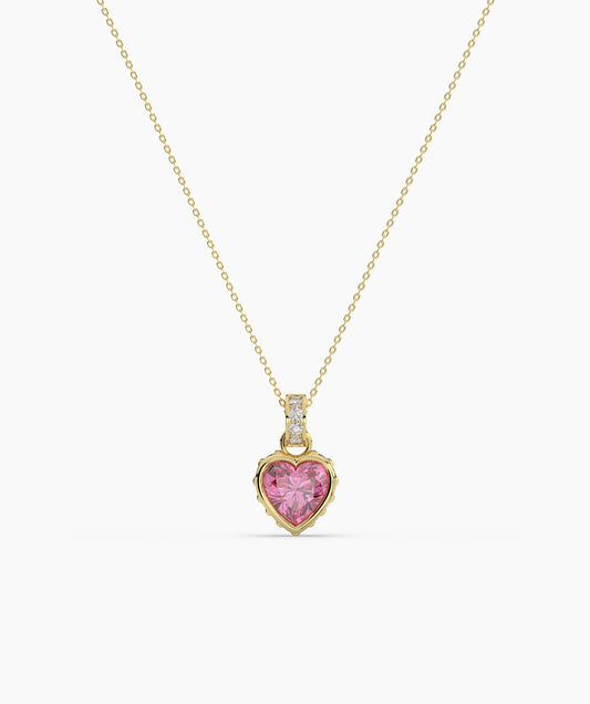 14K Solid Gold Necklace with Vibrant Red Stone