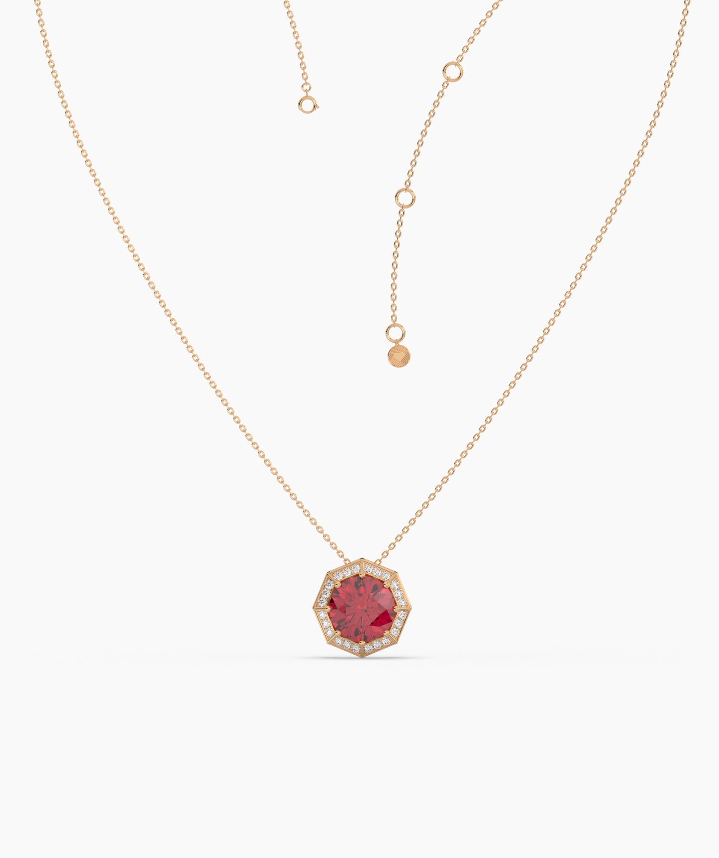 Octagon Necklace with Red Center