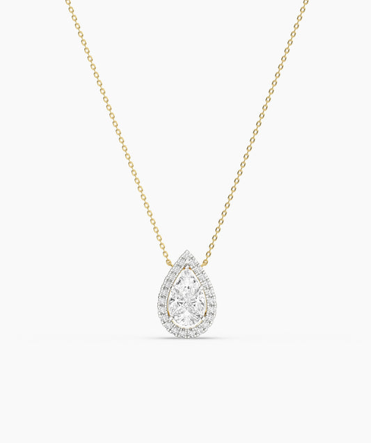 14K Gold Double Halo Necklace
