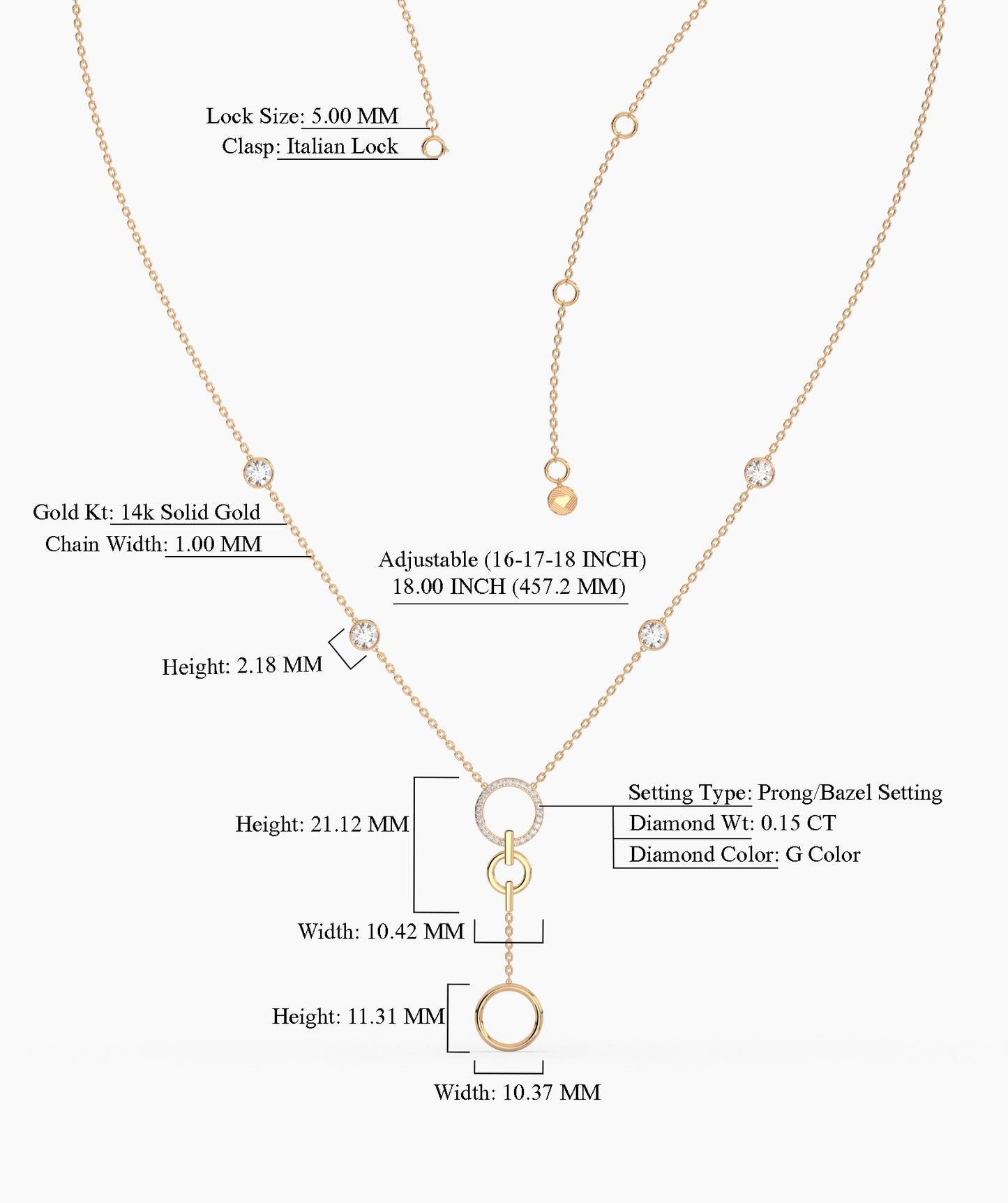 Diamond Station & Circle Lariat Necklace