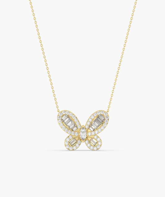 14K Gold Butterfly Diamond Pendant