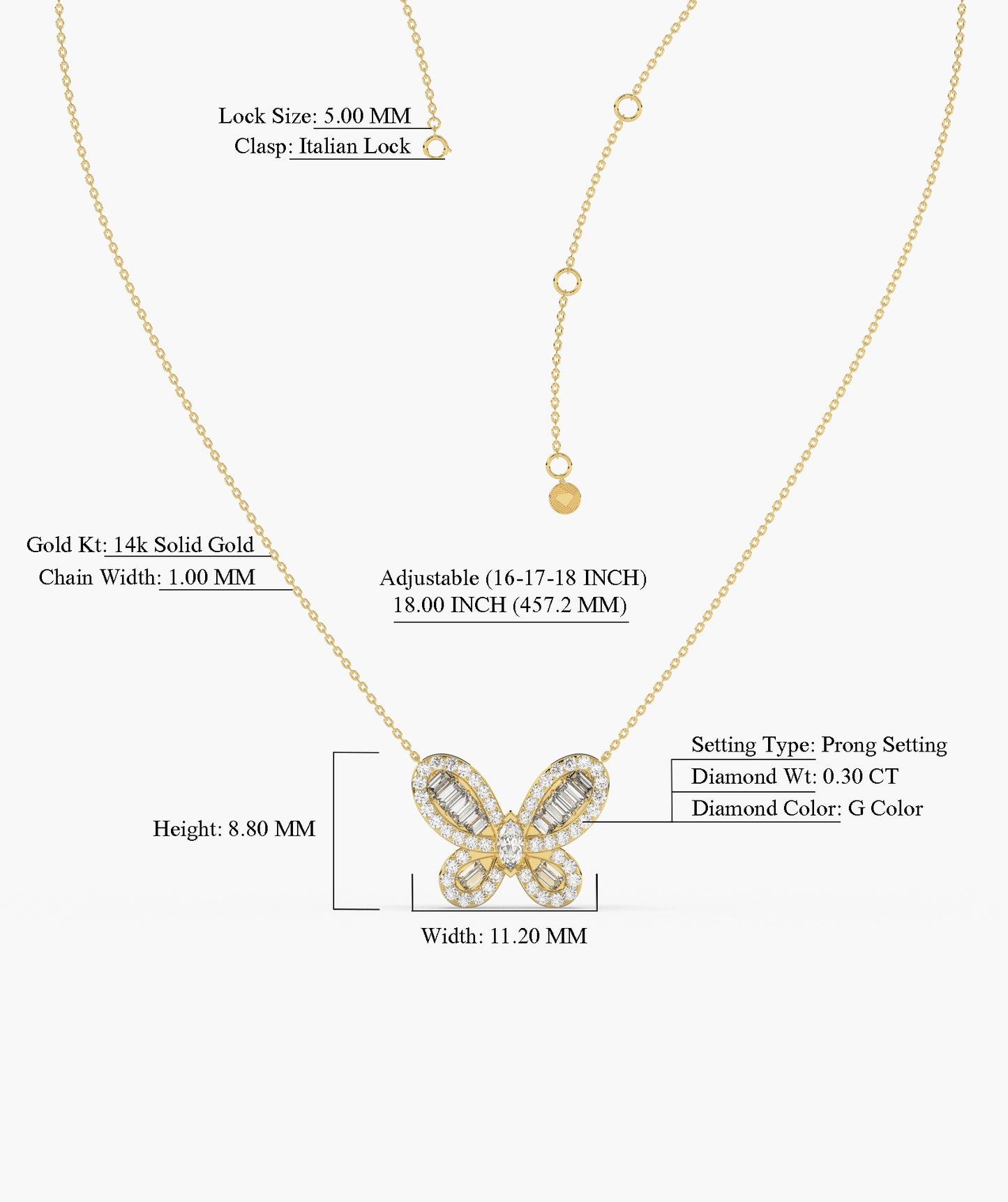 Diamond Butterfly Pendant Necklace