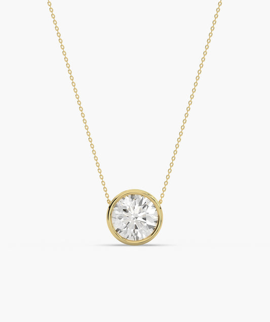 14K Gold Natural Diamond Solitaire Pendant